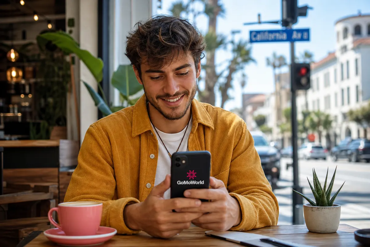 Digital nomad easily setting up their eSIM plan on a smartphone in the United States.