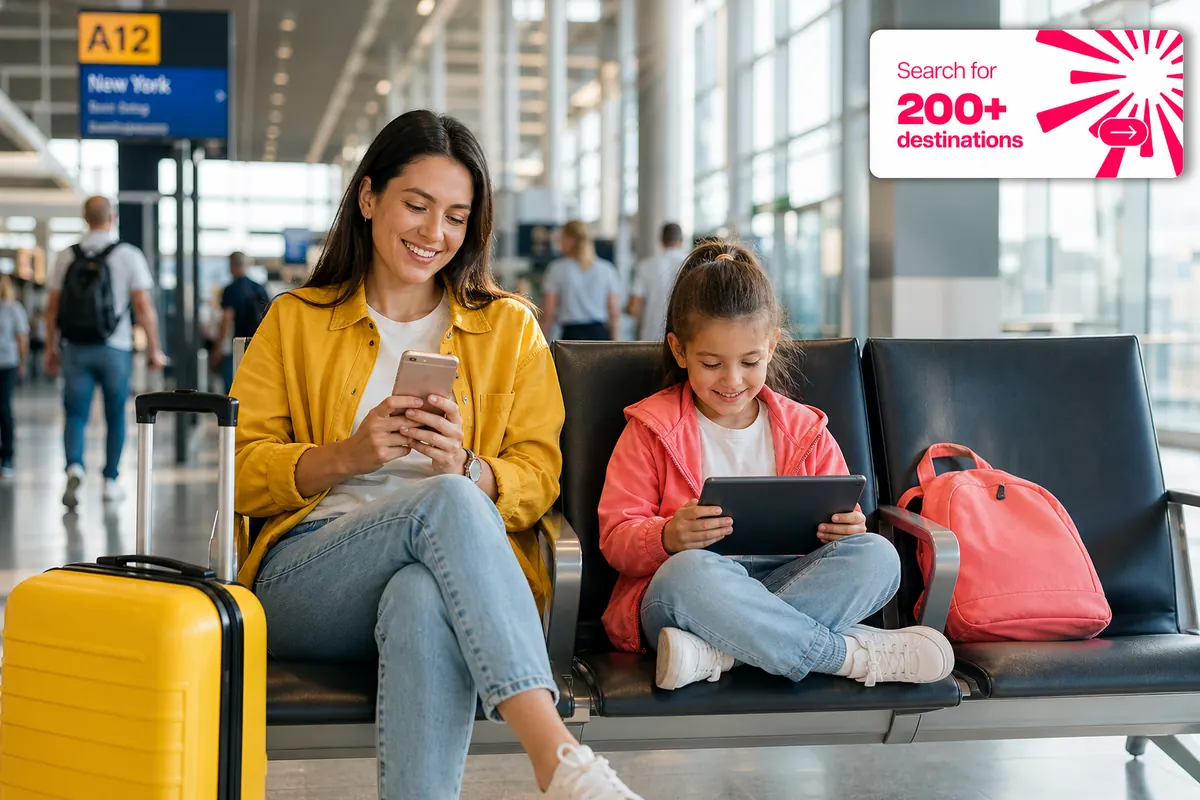 Hotspot connection sharing on a smartphone during a layover at an American airport.