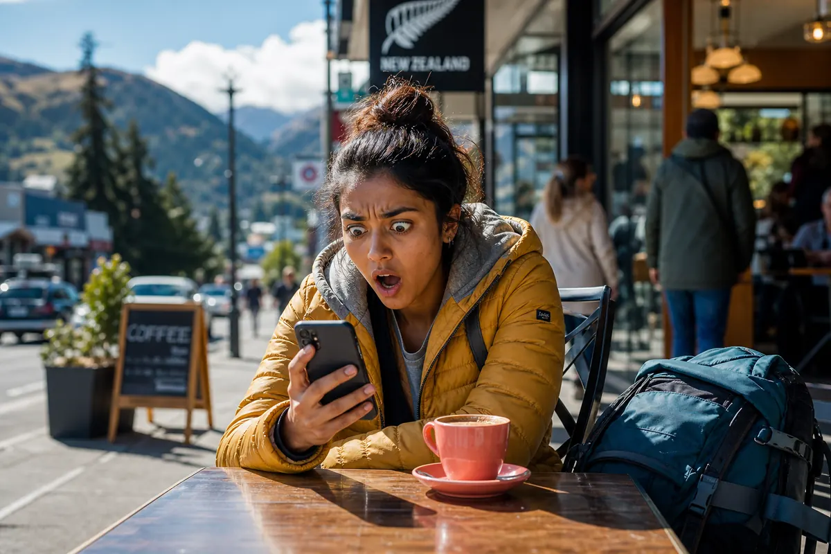 Traveler abroad shocked by a mobile roaming bill.